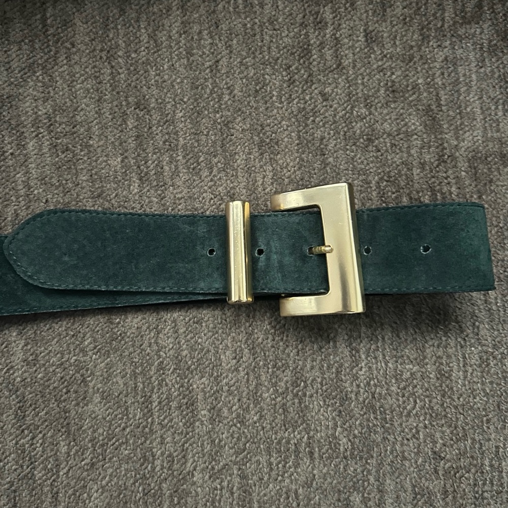 Limited Express Belt L Green Suede Gold Chunky Buckle Vintage Soft